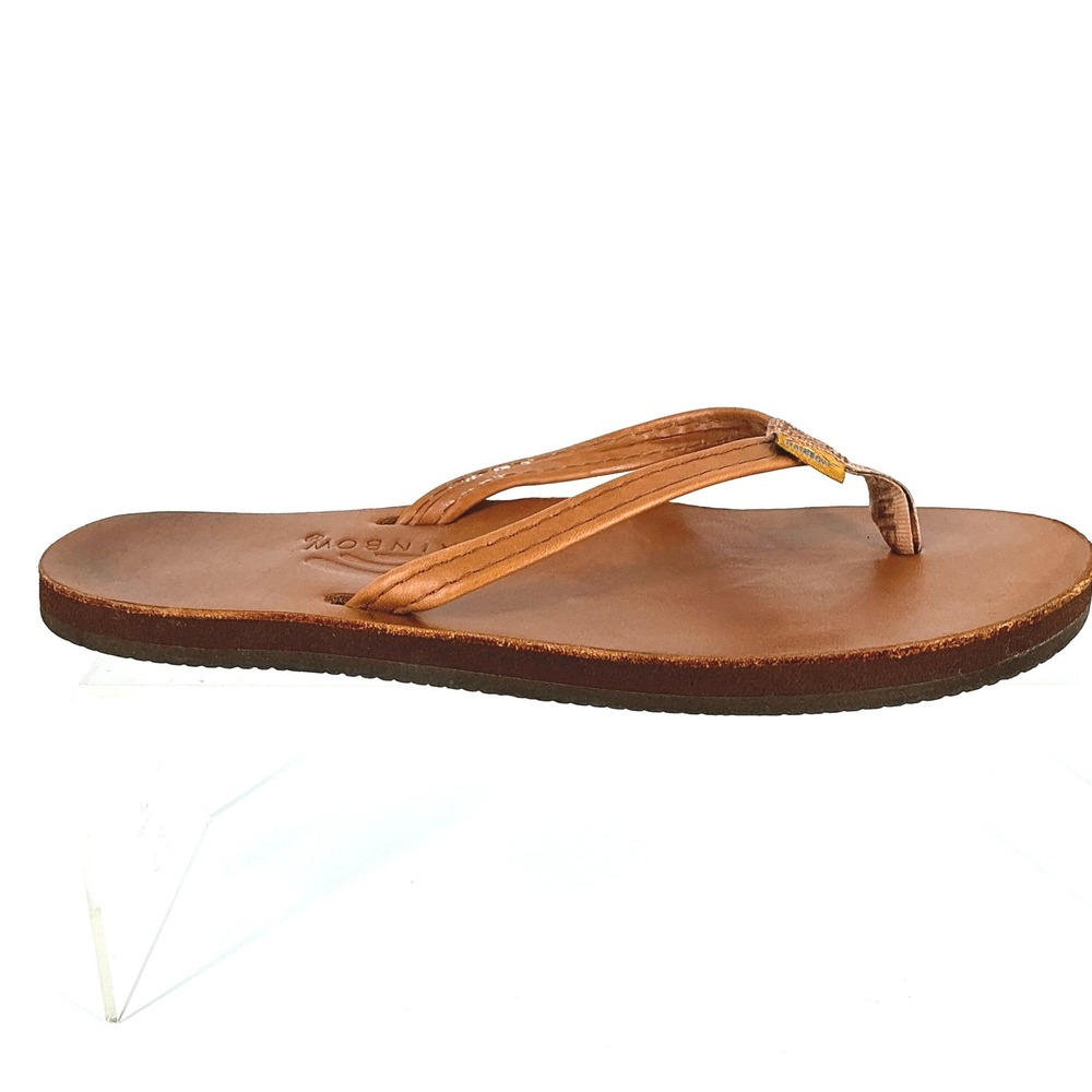 Rainbow Womens Size 9.5 Single Layer Narrow Strap Leather Flip Flop Sandal Thong - Picture 6 of 14